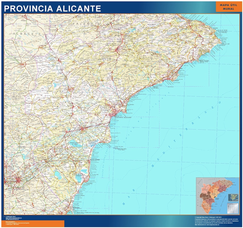 Province Of Alicante Map Biggest Province Alicante Map From Spain | Wall Maps Of The World &  Countries For Australia