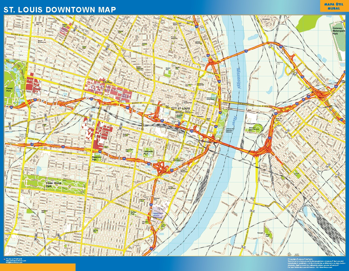 St Louis downtown map | Wall maps of the world & countries for Australia